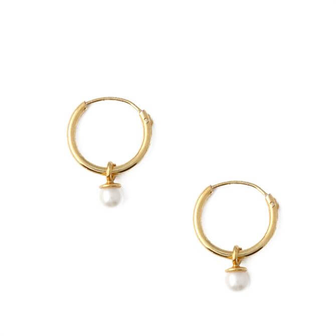 Orelia London Jewellery Gold Pearl Drop Micro Hoop Earrings